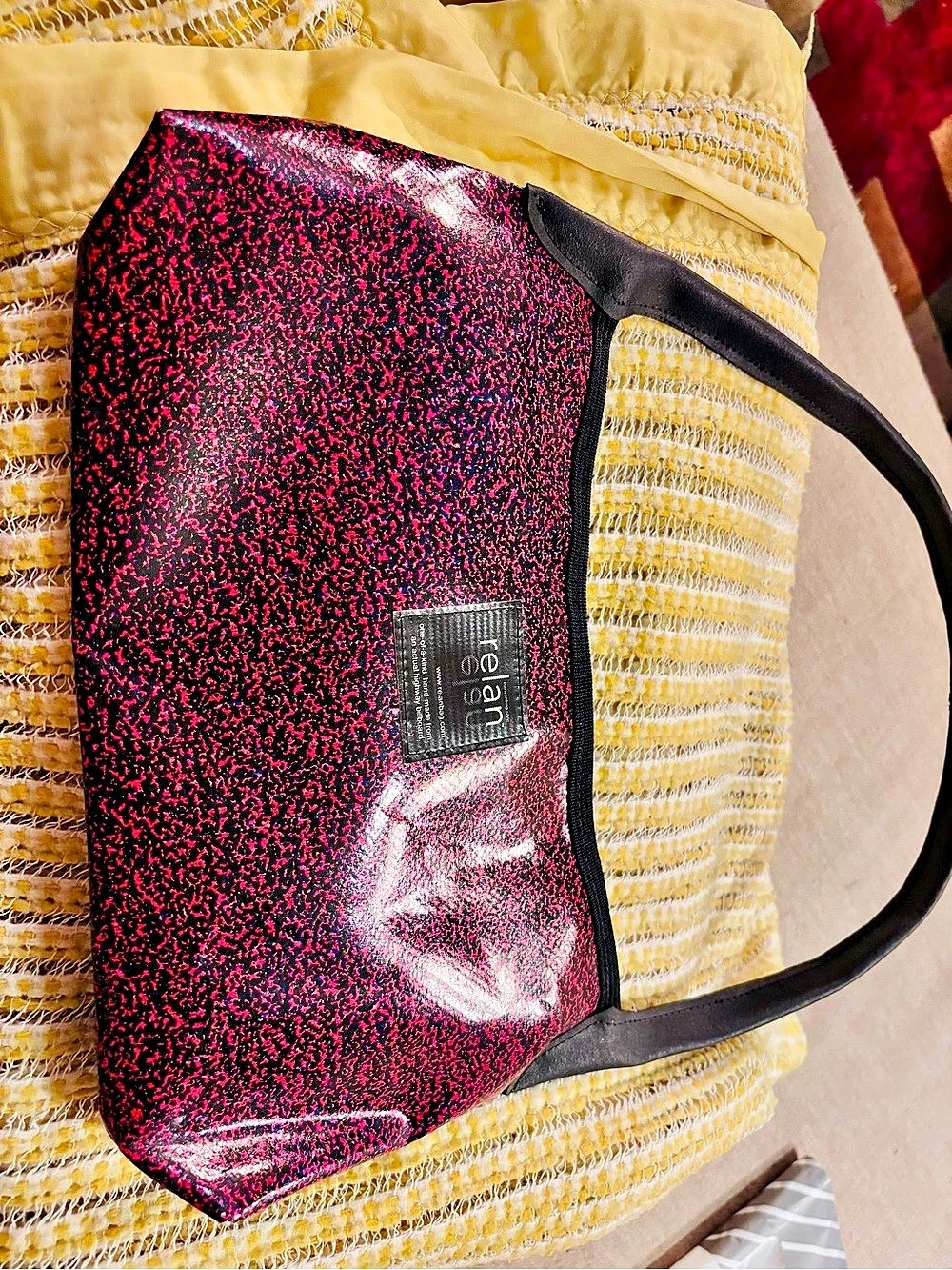 Relan upcycled handbag in Pink & Black Like New